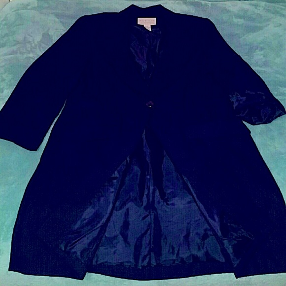 Long black with navy stripes paced lined blazer